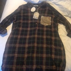 •plaid dress with sequin pocket and back• NWT